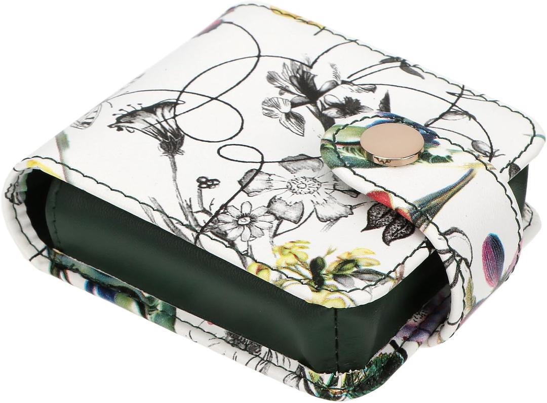 kilofly Genuine Leather Double Lipstick Case Cosmetic Makeup Holder + Gift Box (One Size, Flower 01)