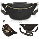 Plus Size Black Fanny Pack, Unisex Cross Body Bag with Adjustable Strap and Colored Adjustable Strap for Outdoors Workout Traveling Casual Running Hiking (Fits 42-54 Inch Waist)
