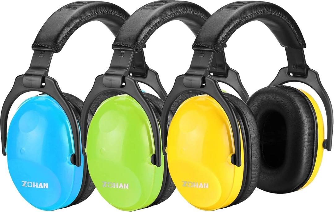 ZOHAN Kids Ear Protection 3 Pack,Kids Noise Canceling Headphone for Concerts, Monster Truck, Fireworks (3pack-blue&green&yellow)