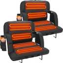 Suteck Extra Wide Heated Stadium Seats with Back Support 2 Pack, Portable Sofa Style Bleacher Chair with Back and Cushion, Armrest, Ideal for Outdoor Stadiums and Events -23" Wide