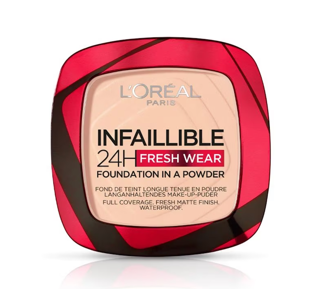 Loreal Paris Infallible 24H Fresh Wear Foundation In a Powder – Full Matte Coverage, Long Lasting, Weightless, 120, 1 Count