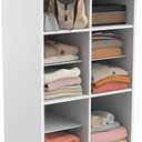 ClosetMaid Modular Storage Shelf Unit with 12 Shelves, Wood Closet Organizer Adjustable, Dividers, Stacking, Full Backer, Decorative Trim, White