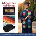 1 Pcs Mexican American Graduation Stole, Class of 2026 Serape Sash, USA Flag Custom Estola, First Generation Grad Accessories, Black Banda