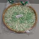 StorageWorks Decorative Coffee Table Trays for Home Decor, Round Rattan Tray with Mother of Pearl Inlay, Small Wicker Woven Serving Tray Decor for Kitchen Counter, Living Room and Ottoman, Green (11.8")