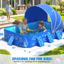 2026 Kiddie Pool with Canopy,Baby Swimming Pool for Toddler,Non-Inflatable Portable Pool for Kids,Foldable Toddler Pool with Shade,Kiddie Pool for Backyard,Pop Up Baby Beach Pool 53''40''33''