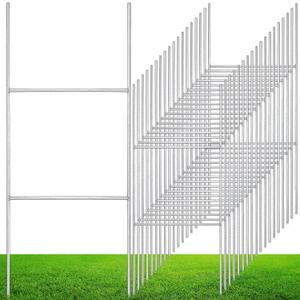 Zonon 30 Pcs H Stakes for Yard Signs 16.5'' x 7'' Heavy Duty Metal H Frame Wire Stakes Weatherproof Metal Holder for 4mm 5mm Corrugated Signs Guidepost Yard Decoration