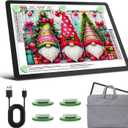 Rechargeable A3 Diamond Art Light Board with Carry Bag, 5600 Lux Tracing Light Box with Side Physical Buttons, 3 Colors & 6 Levels of Brightness, LED Light Pad for Diamond Painting, Weeding Vinyl (Black)