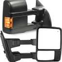 PZ Driver And Passenger Side Tow Mirrors With Power Heated,Amber Signal,Black,Replacement Fit For 1999-2007 F-250 F-350 F-450 F-550 Super Duty