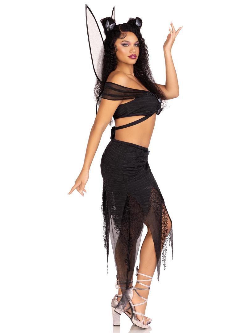 Leg Avenue Women’s 4 PC Dark Fairy Costume with Fairy Wings, XS, Black 