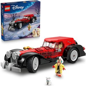 LEGO Disney Cruella De Vils Car Building Toy - 101 Dalmations Pretend Play Vehicle Building Set for Girls & Boys, Ages 9+ - Gift Idea for Birthdays - 43277