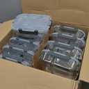 KOMUEE 10 Packs 30oz Glass Meal Prep Containers 2 Compartments,Glass Food Storage Containers with Lids,Airtight Lunch Bento Boxes,Microwave,Oven,Freezer and Dishwasher Safe (Gray)