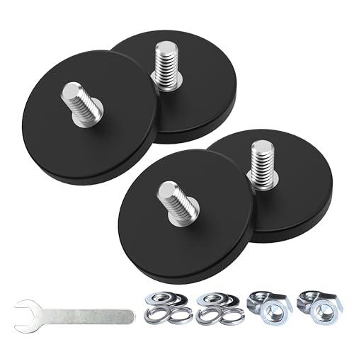 Magnetpro 4 Pieces Strong Rubber Coated Mounting Magnets Anti-Scratch & Anti Corrosion, Over 30 LB Adhesive Power, with 1/4"-20 Stainless Steel Male Thread and Nut for PTZ, Camera
