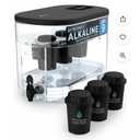 Invigorated Water - Alkaline Countertop Water Filter Dispenser, Large 52-Cup Capacity, Mineralized Alkaline Water, BPA-Free, 96 Gallons/Filter (Black, 3 Filters Included)