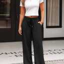 AUTOMET Womens Wide Leg Sweatpants Baggy Lounge Travel Pants Fall Fashion Outfits 2025 Winter Clothes Joggers (Small, Black)