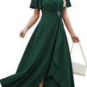 Wedding Guest Dresses for Women Have Pockets Cocktail Dress Ruffle Sleeve A Line Evening Party Formal Dresses for Women XXl