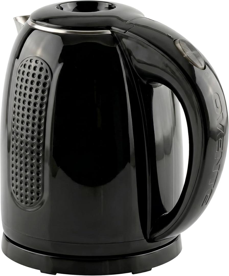 OVENTE 1.7L Double Wall Electric Tea Kettle, 1100W Water Boiler and Heater with Cool-Touch Exterior, Stainless Steel Insulated Interior, Auto Shut-Off, Boil-Dry Protection & Locking Lid, Black KD64B