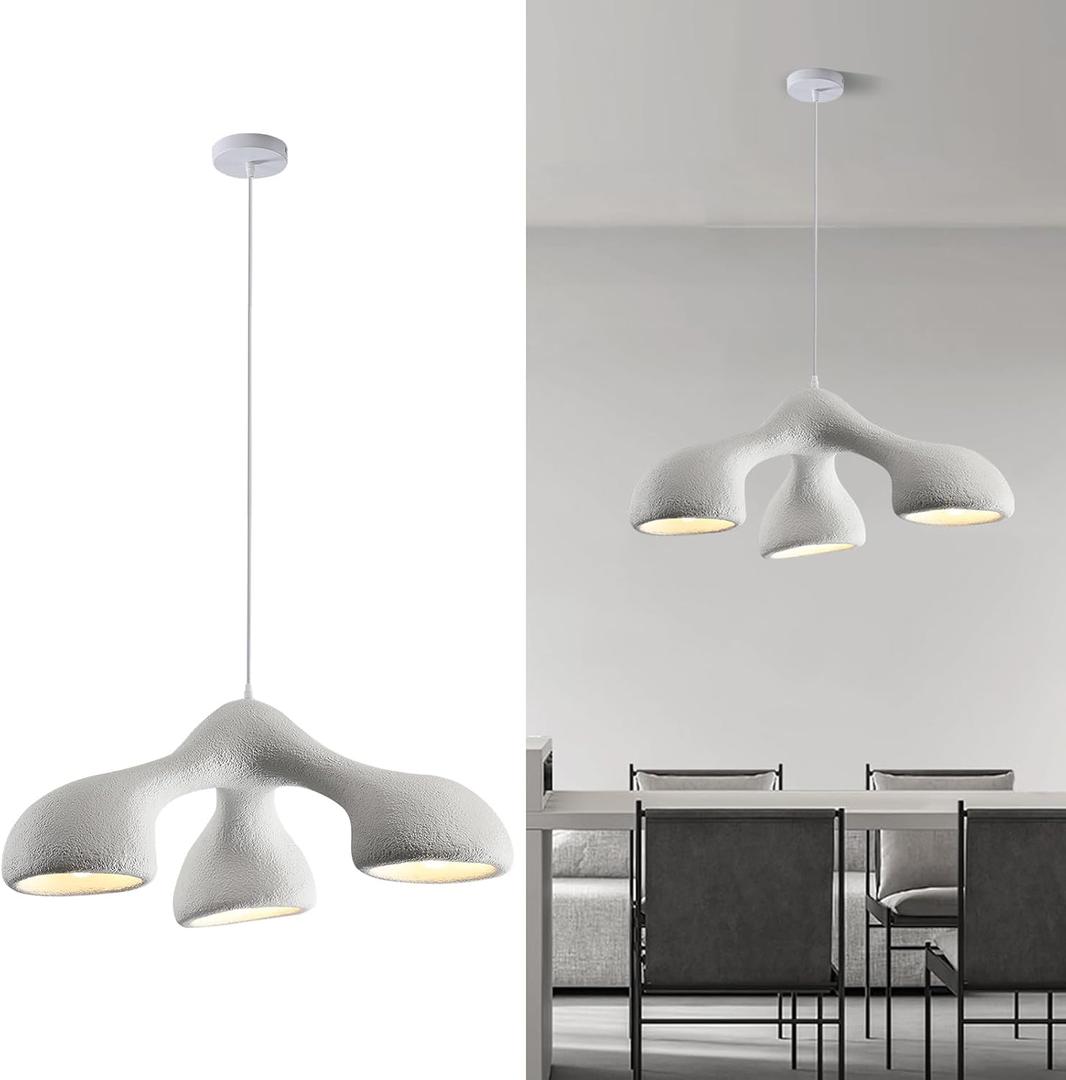 JAYMP Wabi Sabi Pendant Light Fixture for Dining Room Kitchen Island Restaurant Farmhouse E26 Base 3-Lights White Hanging Lamp Dia 72cm/28.3in 1 Pack