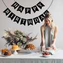 Happy Birthday Banner, Black Happy Birthday Decorations Birthday Sign for Birthday Party Backdrop Decor, Black Happy Birthday Sign Party Hanging Supplies for Girls Boys and Women