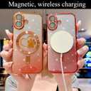 for iPhone 17 Case, Glitter Clear Cute Paw Love Heart, Compatible with MagSafe, Strong Magnetic Full Camera Lens Protection Cover, Soft Slim Bling Phone Case 6.3" - Red