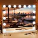 ROLOVE 23"x18" Hollywood Vanity Mirror with Lights, 15 Dimmable LED Bulbs, led Makeup Mirror with 3 Color Modes, Lighted Vanity Mirror for Tabletop or Wall-Mounted