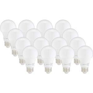 Amazon Basics A19 LED Light Bulbs, 60 Watt Equivalent, Energy Efficient 9W, E26 Standard Base, Soft White 2700K, Dimmable, 10,000 Hour Lifetime , 16-Pack