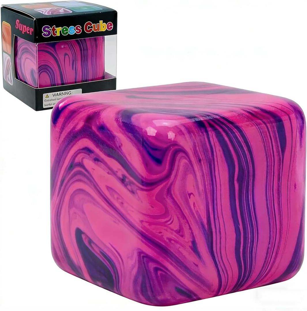 Swirl Stress Cube Squishy Toys, Slow Rebound Squishy Fidget Toy for Adults, Unique Swirling Color Mixing, Slow Rising Sensory Toys for Anxiety Stress Relief (Purple)