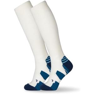 +MD Cotton Compression Socks for Women and Men 4/6 Pairs 15-20 mmHg Knee High Socks for Sports Travel Nurse Edema, Pack 2, Size 10-13