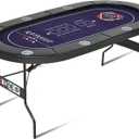 RAYKEEP 71 Inch Poker Table Foldable, 8 Player Folding Poker Tables w/Collapsible Legs, Casino Grade Felt, Padded Rails and Cup Holders, Portable Poker Table for Texas Holdem Poker and Blackjack