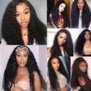 Lace Front Wigs Deep Wave Human Hair Pre-Plucked Wigs For Black Women, Artificial Wigs Heat Resistant Synthetic Deep Wave Curly Virgin Hair Closure（ 26 Inch ）