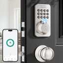 Ulecoce Fingerprint Keypad Deadbolt with Handle Set, Keyless Entry Door Lock, Door Locks for Front Door Lock Set, App Control, Auto Locking, Easy to Install, Satin Nickel (Silver)