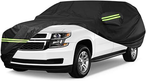 210D Waterproof Car Cover for 2007-2023 Chevy Suburban/GMC Yukon XL/Cadillac Escalade ESV, All Weather 210D Windproof Car Covers with Door Zipper Up to 226” L, for Sun Rain UV Protection
