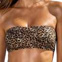 RELLECIGA Women Bandeau Swim Top Only Strapless Bikini Top Tie Back Swimsuit Tube Top (Small, Leopard)