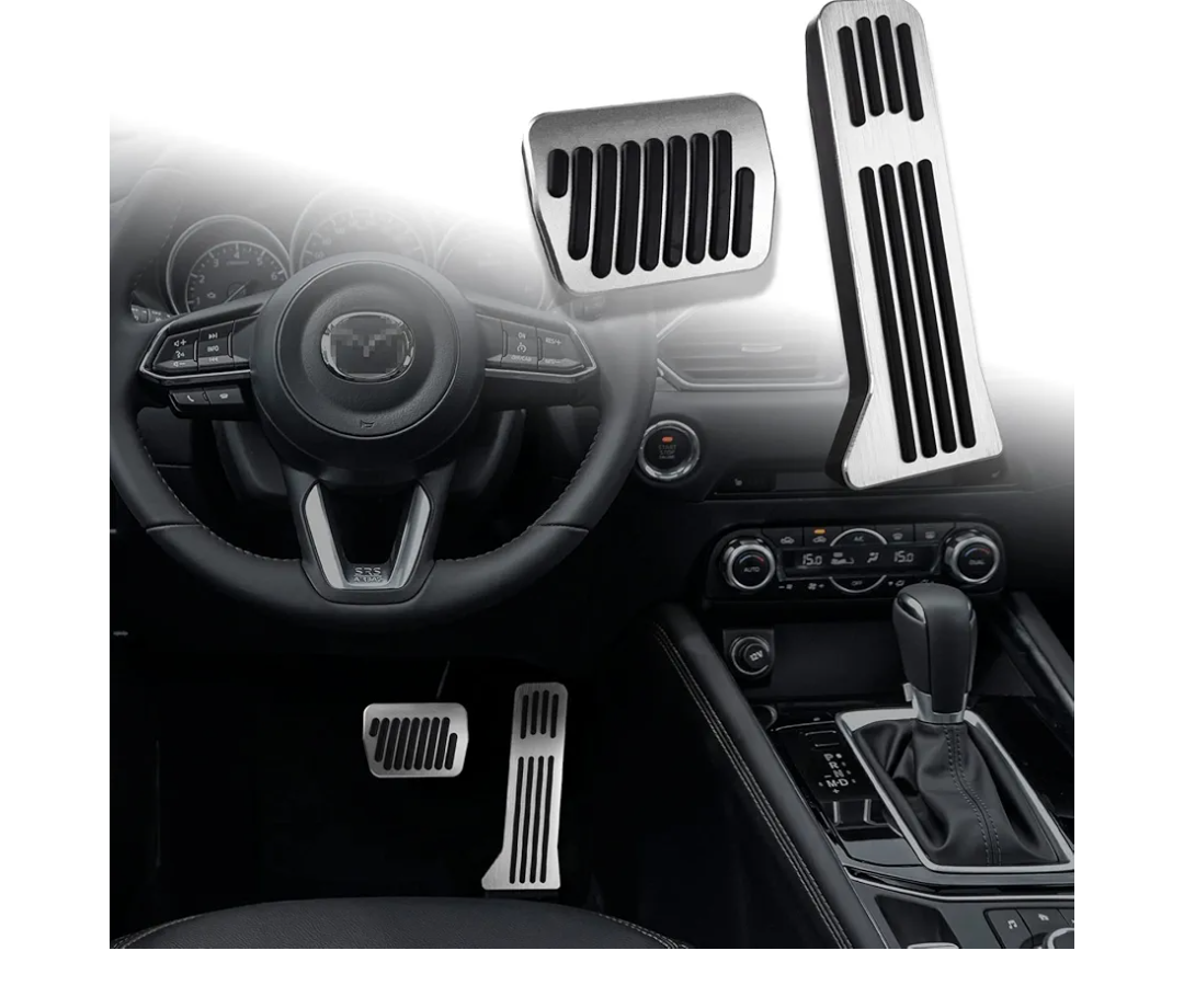 Compatible with Mazda CX-5 CX-9 3 6 Accessories Anti-Slip Sporty Car Foot Pedal Covers Rest Brake Gas Accelerator Pedal Pads -Silver