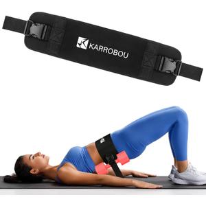 Exercise Hip Thrust Belt - KARROBOU Portable Band Adjustable Anti-Slip Exercise Bridge Belt for Dumbbells, Kettlebells, Plates, Hip Thruster for The Gym Home Workout