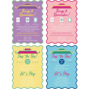 4 Pcs Mahjong Shuffler Cards for Tiles Mixing & Shuffling Portable Mah Jong Accessories Gift Party Supplies Waterproof Rules Printed Mixer 7 x 5 in for Tiles Lover(Pastel,Wave,City Tower)