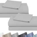 2-Pack Soft Natural 100% Cotton Sateen Twin Bedsheets Sets, Light Grey