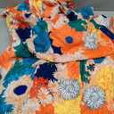Molilove Women's Summer 2 Piece Outfits Print Button Down Shirt Shorts Pockets Long Sleeve Beach Vacation Going Out Outfits XL