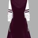DRESSFO Women’s Gothic Skull Print Hoodie Dress – Long Sleeve Lace Up Colorblock A-Line Mini Dress with Hood (Concord/Small)