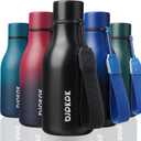 BJPKPK Insulated Water Bottles, 12oz Stainless Steel Metal Water Bottle with Strap, BPA Free Leak Proof Thermo, Mugs, Flasks, Reusable Water Bottle for Sports & Travel, Black