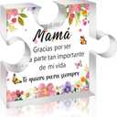 Yopyame Spanish Mom Birthday Gifts - Regalos para Mam Acrylic Plaque Colorful Flower Keepsake Paperweights Gifts for Mom in Spanish Christmas Mothers Day Desk Sign for Mom from Daughter Son
