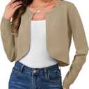 Cropped Cardigan Sweaters for Women Long Sleeve Open Front Bolero Shrugs for Dresses, S-XL (XL)