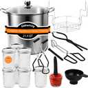 Canning Supplies Kits with 21.5 Qt Canning Pot, 7pcs Mason Jars, Tongs, Stainless Steel Jar Rack, Funnel, Lid Lifter Water Bath Canner Tool Set, Large