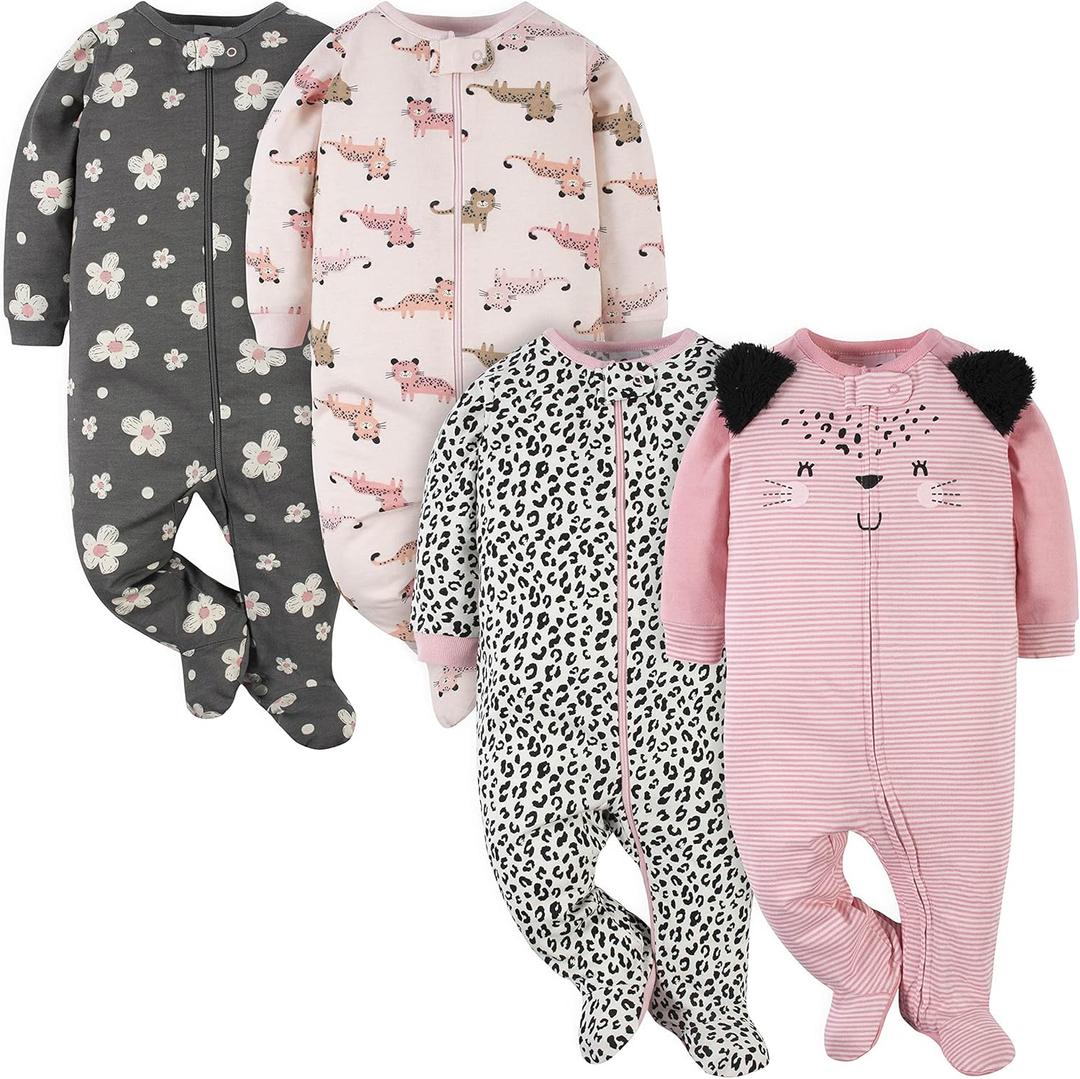 Gerber Baby-Girls 4 Pack Sleep 'N Play Footie (0-3 Months)