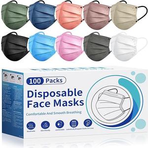 Disposable Face Mask For Adults - FSA HSA Eligible, 100 Pack Individually Wrapped, 4 Ply Protection, Safety Masks Disposable