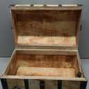 Vintiquewise Wooden Treasure Chest Trunk Vintage-Style Storage Box with Leather Straps Brass Rivets Lion Head Ornaments & Latch Closure Decorative Accent and Functional Organizer for Home Dcor, Small