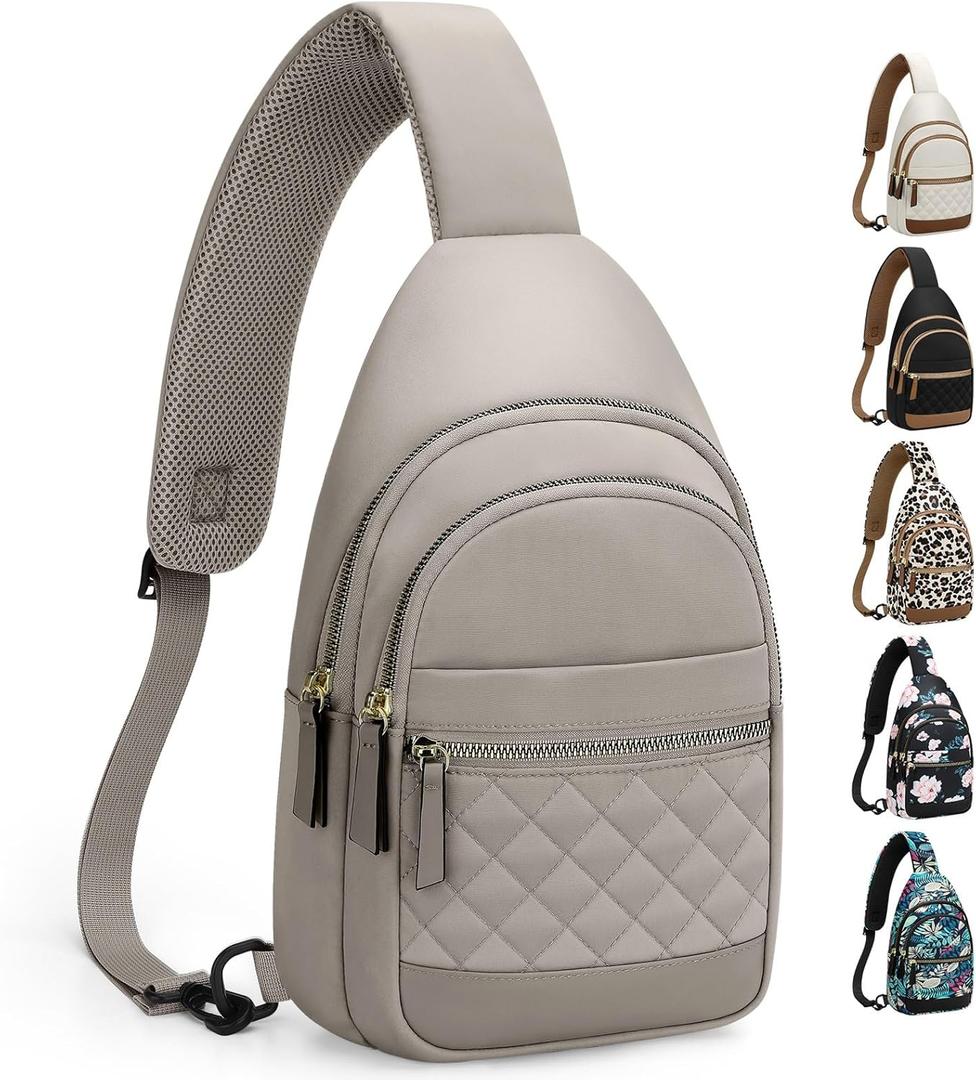 Capolo Sling Bag for Women Men Waterproof Crossbody Bags for Women Trendy Casual Fanny Pack with Convertible Shoulder Strap Chest Bag for Travel Hiking(Grey, Medium)