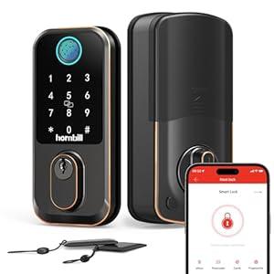 Keypad Wi-Fi Door Locks Smart: Biometric Deadbolt for Front Door, Hornbill Keyless Entry Door Lock Works with Alexa, Keyless Entry Unlock, Auto-Lock/ Voice Control for New House, Oil Rubbed Bronze