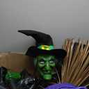 6 FT Flying Witch Halloween Decor on Broom, Halloween Flying Witch Decor Halloweens Decorations, Decoration with Voice-Activated sensors, with Scary Sound Effects and Lights (Green)