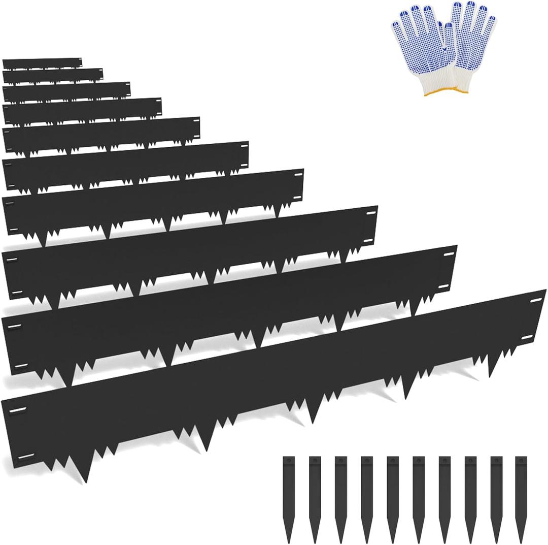Galvanized Steel Landscape Edging Border 10 Packs 42'' L x 8'' H, Metal Landscape Garden Edging Border with 10 Stakes, Hammer-in Lawn Edging for Landscaping, Flower Bed, Yard, Pathway (35ft Total)