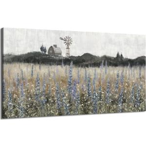 Large Canvas Wall Art for Living Room Rustic Countryside Scenery Vintage Farmhouse Print Painting Nature Wilderness Landscape Wildflower Field Meadow Picture Classical Framed Artwork 30x60inch (Farmhouse Wall Art) Large Canvas Wall Art for Living Room Rustic Countryside Scenery Vintage Farmhouse Print Painting Nature Wilderness Landscape Wildflower Field Meadow Picture Classical Framed Artwork 30x60inch (Farmhouse Wall Art)